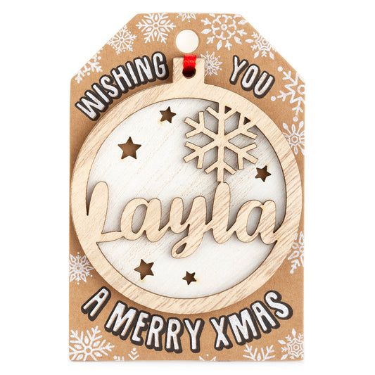 TD126 - Personalised Wooden Tree Decoration-Layla