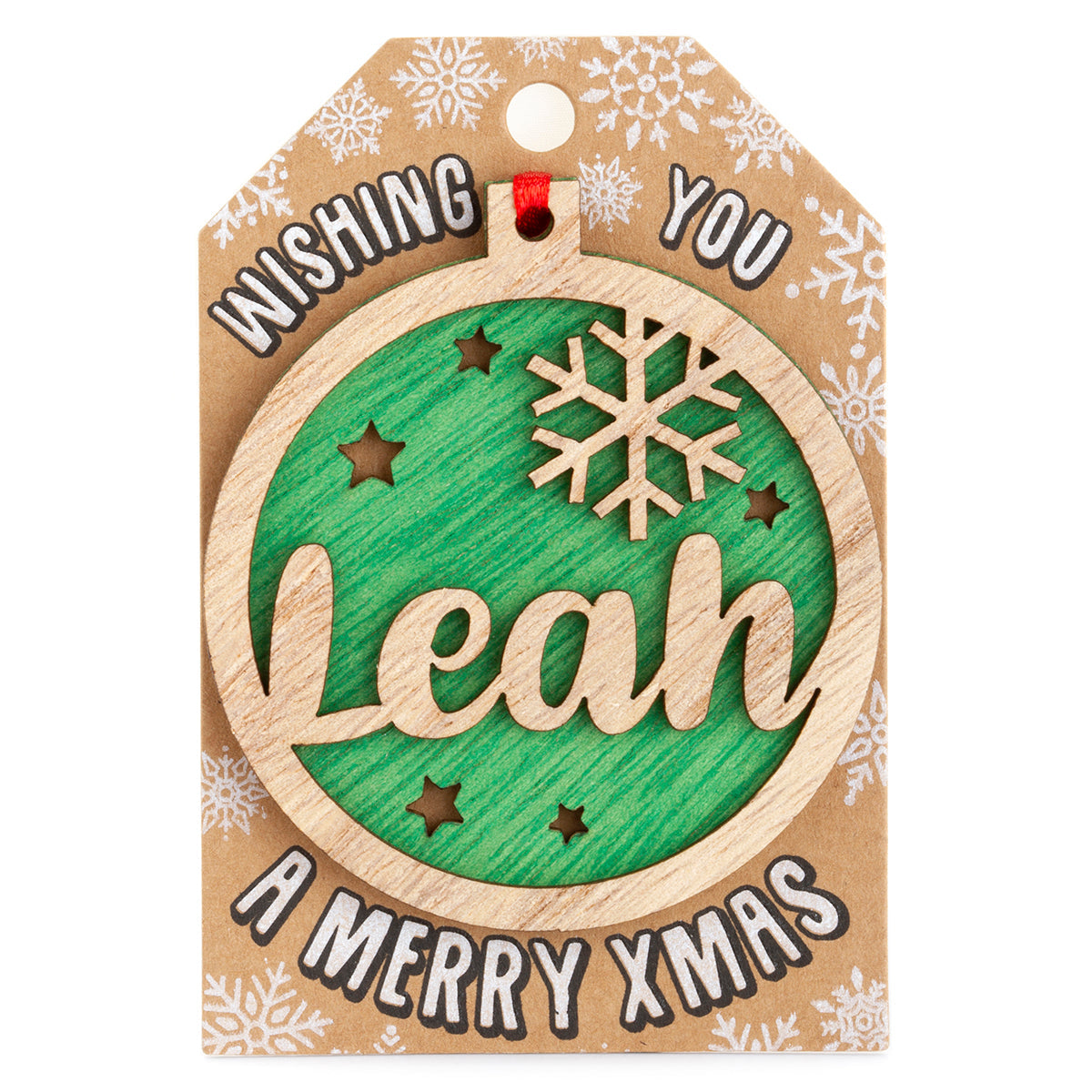 TD127 - Personalised Wooden Tree Decoration-Leah