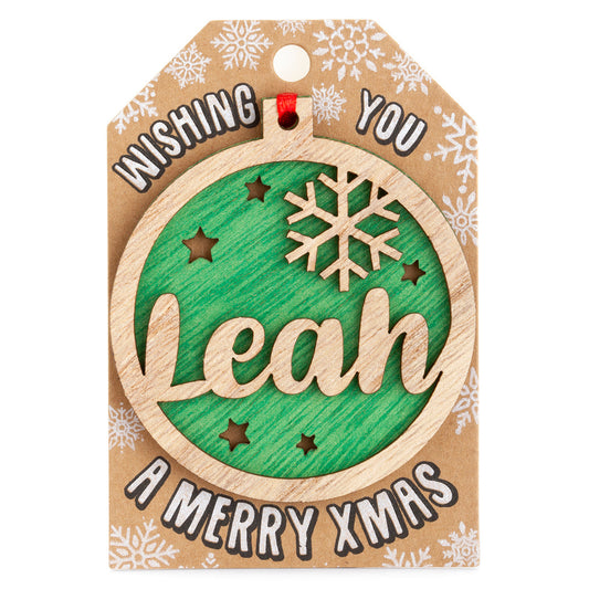 TD127 - Personalised Wooden Tree Decoration-Leah