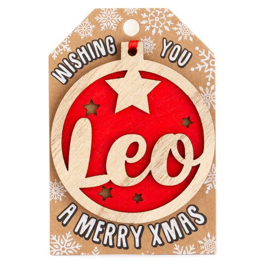 Personalised Wooden Tree Decoration-Leo
