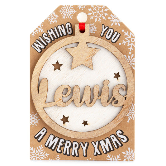Personalised Wooden Tree Decoration-Lewis