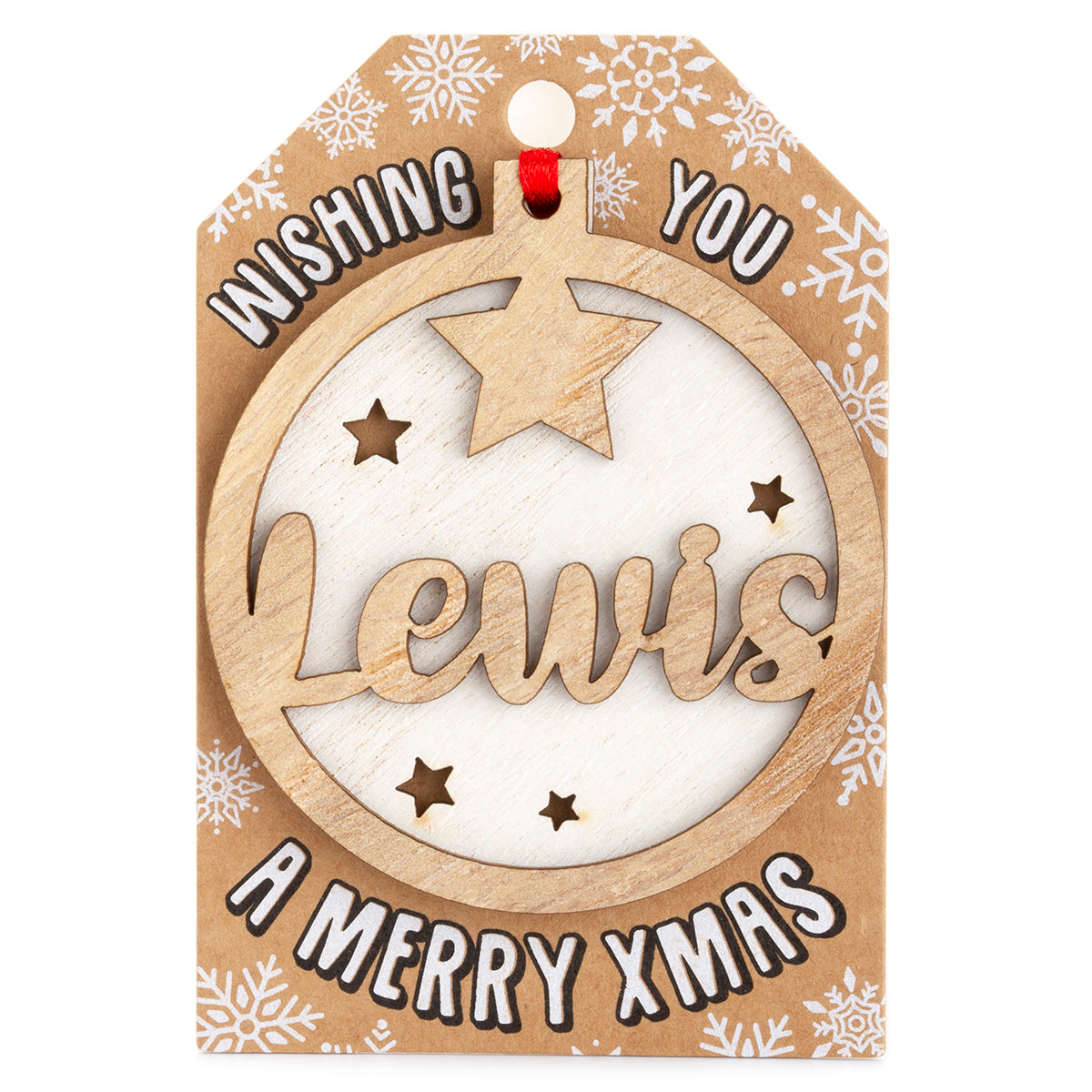 TD129 - Personalised Wooden Tree Decoration-Lewis