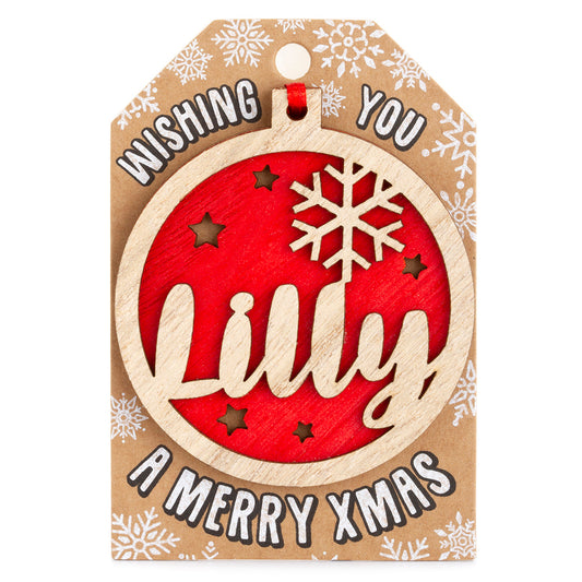 Personalised Wooden Tree Decoration-Lilly