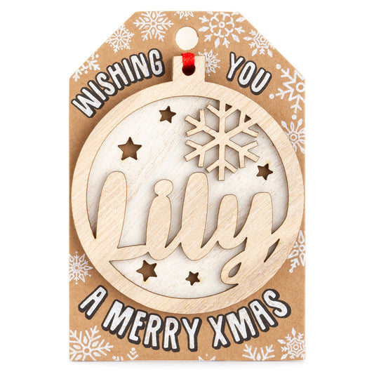 Personalised Wooden Tree Decoration-Lily