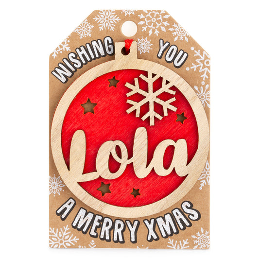 Personalised Wooden Tree Decoration-Lola