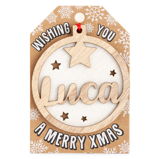Personalised Wooden Tree Decoration-Luca