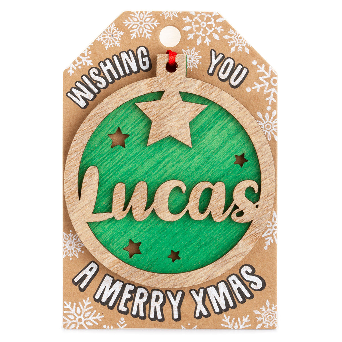 TD136 - Personalised Wooden Tree Decoration-Lucas