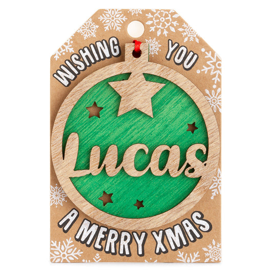 Personalised Wooden Tree Decoration-Lucas
