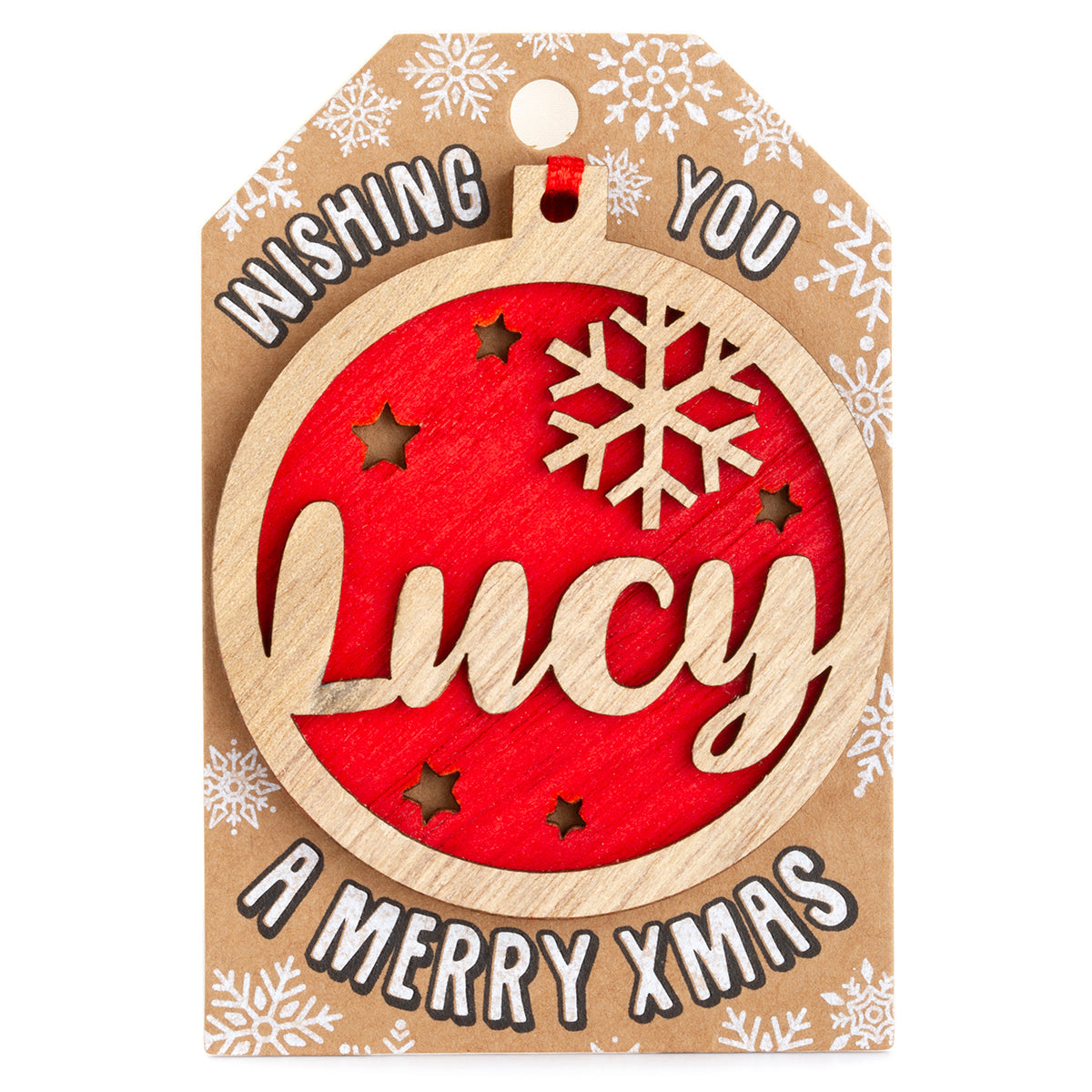 TD137 - Personalised Wooden Tree Decoration-Lucy
