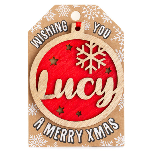 Personalised Wooden Tree Decoration-Lucy