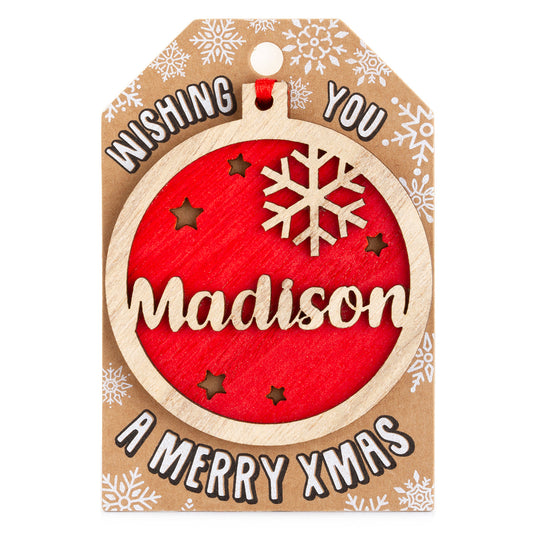 Personalised Wooden Tree Decoration-Madison