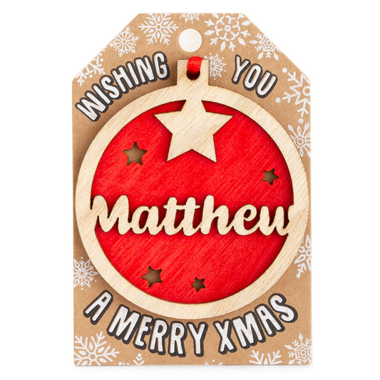 Personalised Wooden Tree Decoration-Matthew