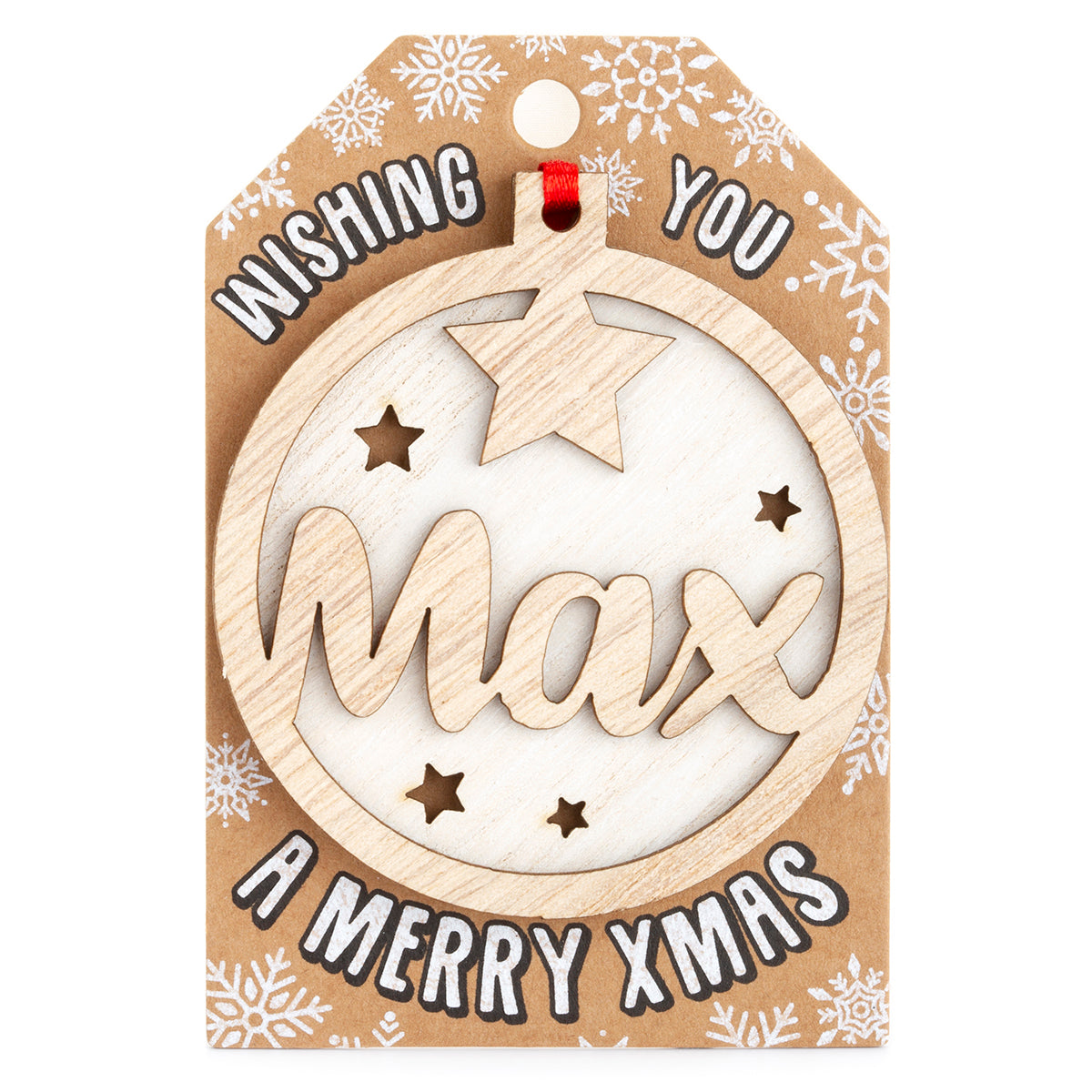 TD146 - Personalised Wooden Tree Decoration-Max