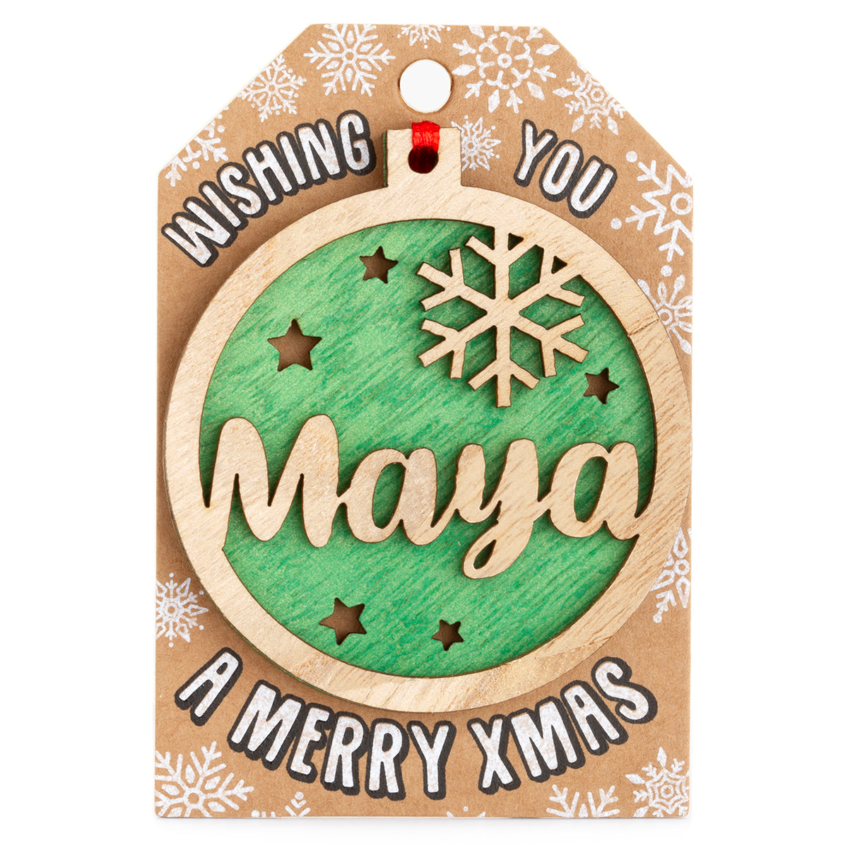 TD147 - Personalised Wooden Tree Decoration-Maya