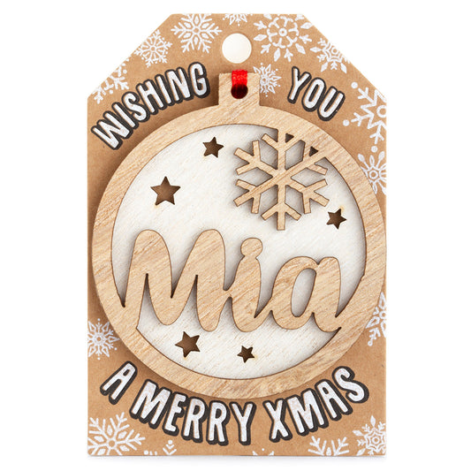 Personalised Wooden Tree Decoration-Mia