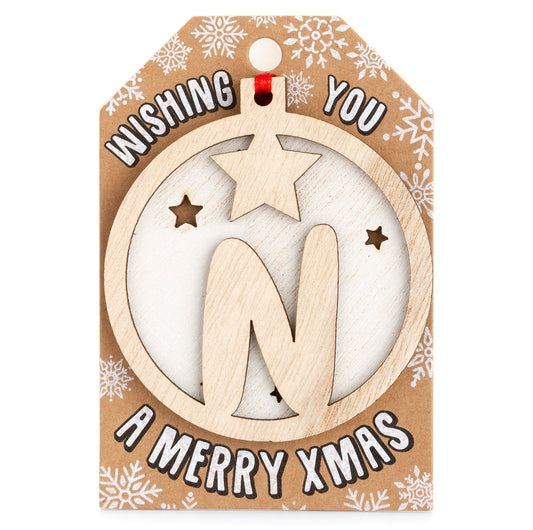 Personalised Wooden Tree Decoration-N