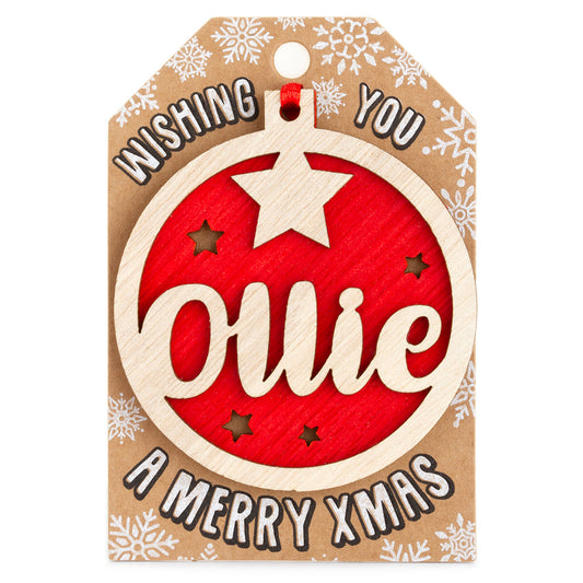 Personalised Wooden Tree Decoration-Ollie
