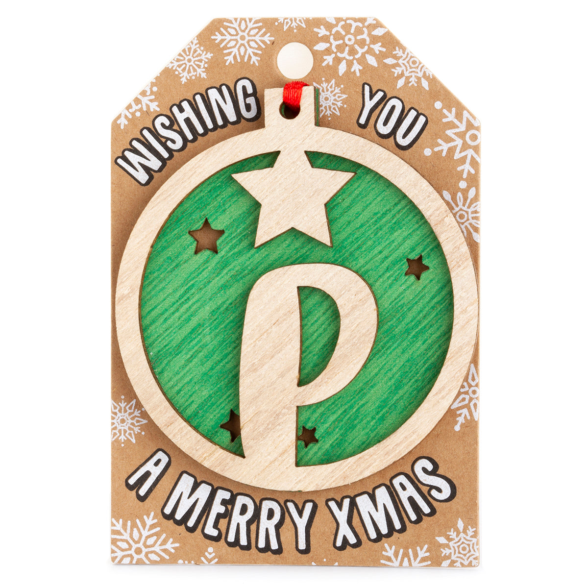 TD159 - Personalised Wooden Tree Decoration-P