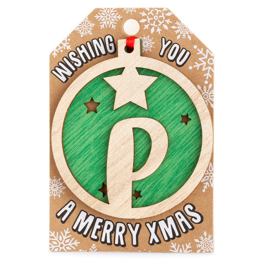 Personalised Wooden Tree Decoration-P