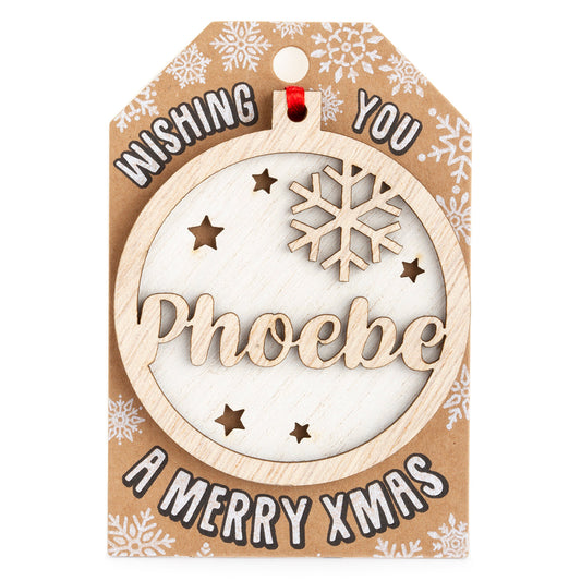 Personalised Wooden Tree Decoration-Phoebe