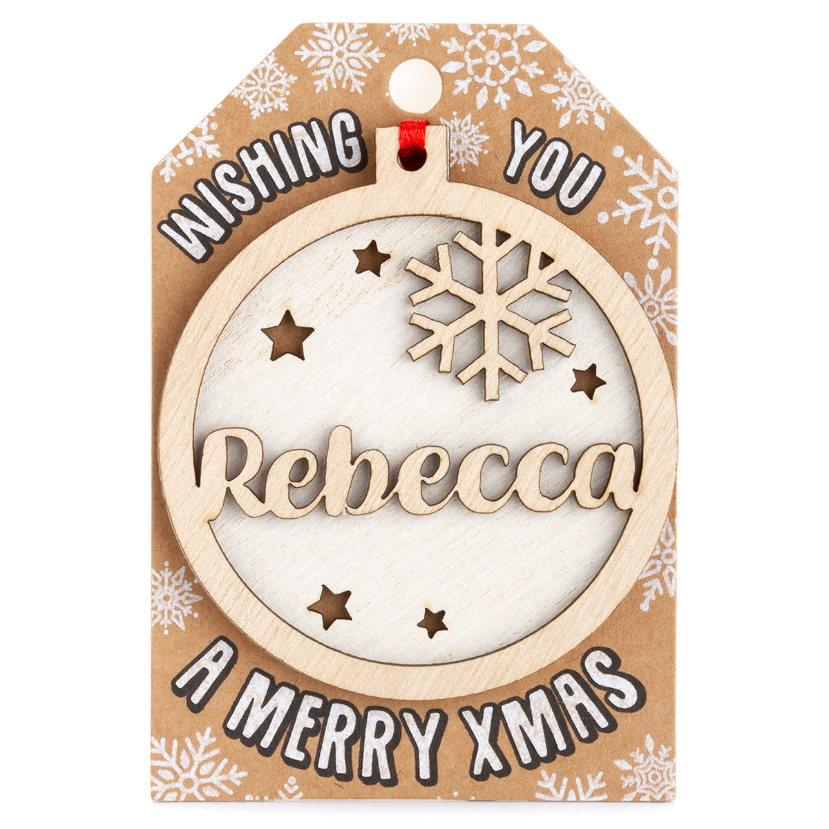 TD164 - Personalised Wooden Tree Decoration-Rebecca