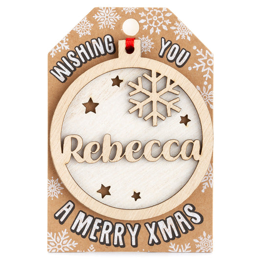 TD164 - Personalised Wooden Tree Decoration-Rebecca