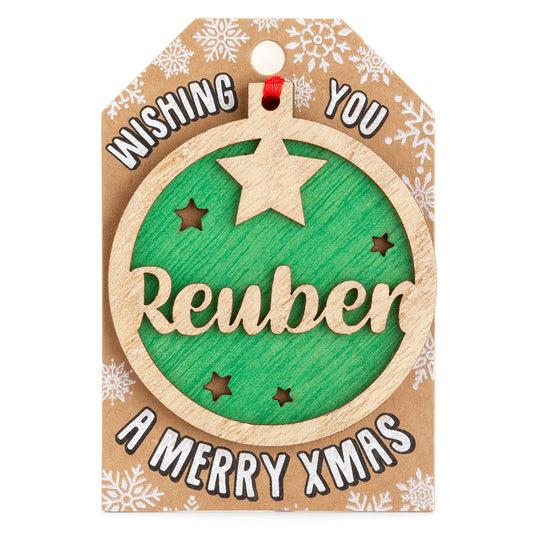 Personalised Wooden Tree Decoration-Reuben