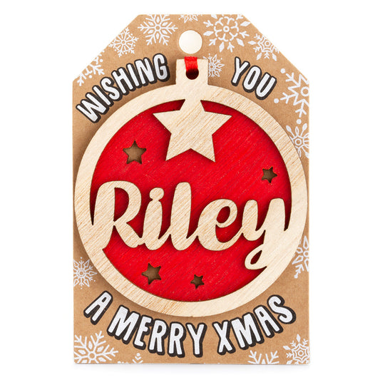 Personalised Wooden Tree Decoration-Riley