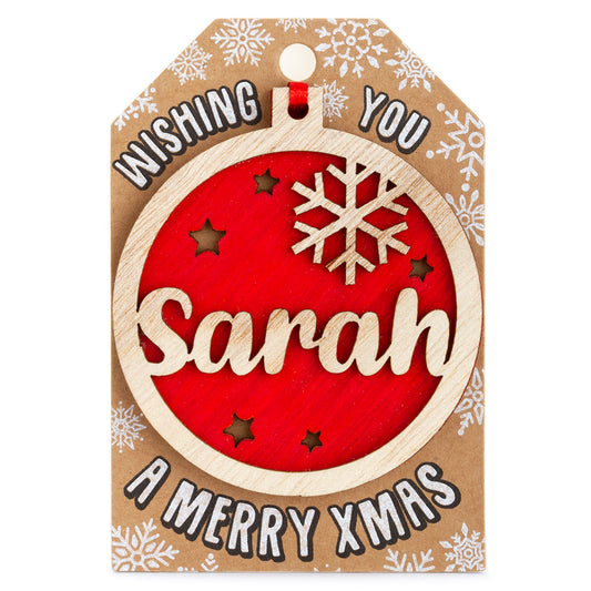 TD172 - Personalised Wooden Tree Decoration-Sarah