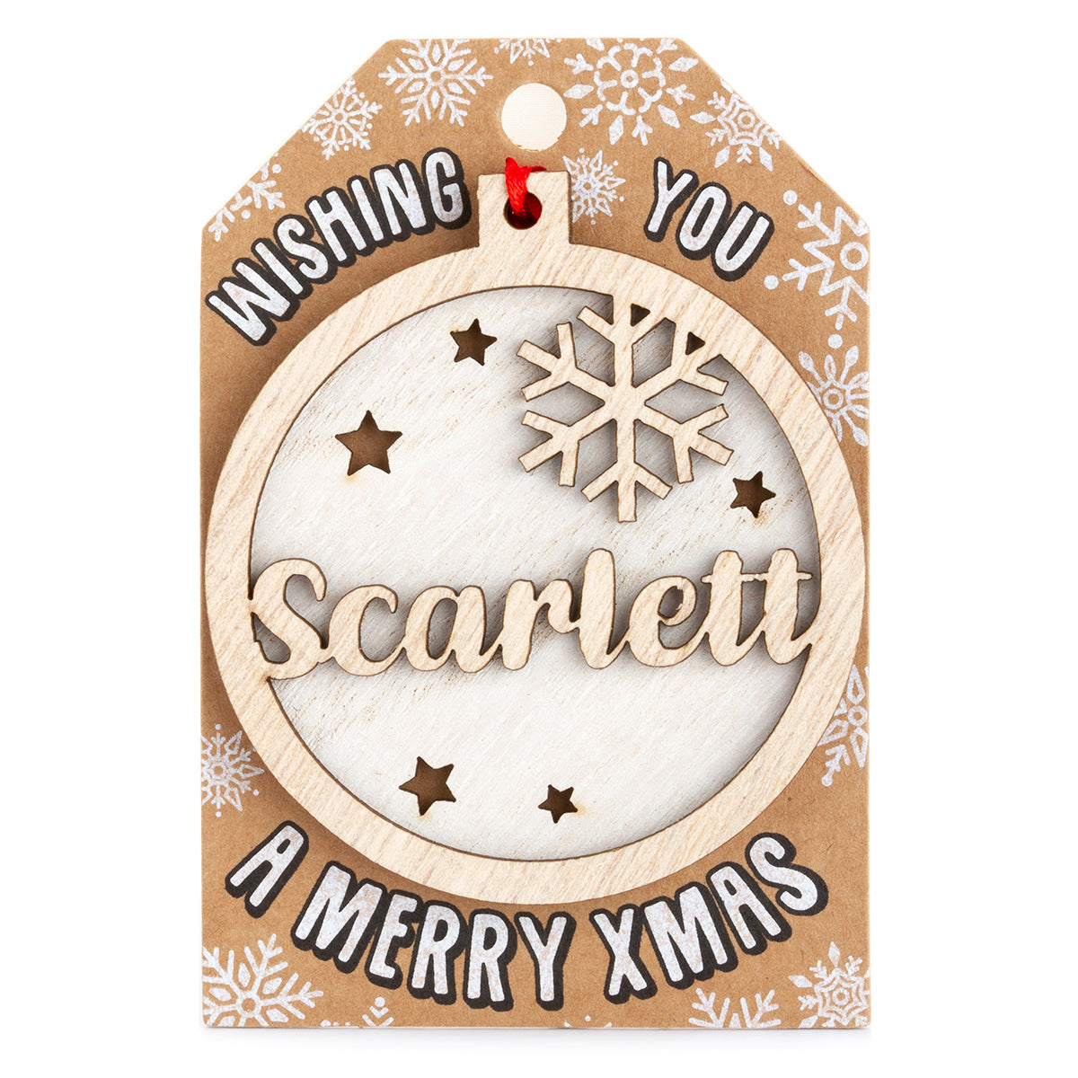 TD173 - Personalised Wooden Tree Decoration-Scarlett