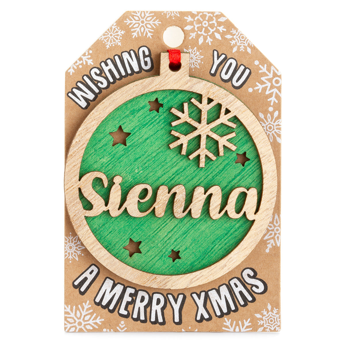 TD174 - Personalised Wooden Tree Decoration-Sienna