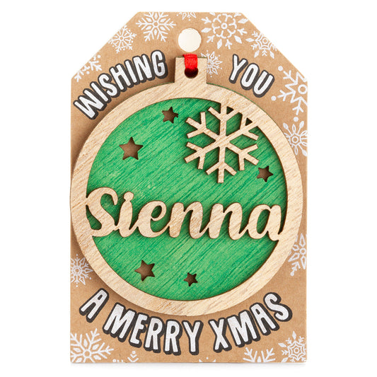 TD174 - Personalised Wooden Tree Decoration-Sienna