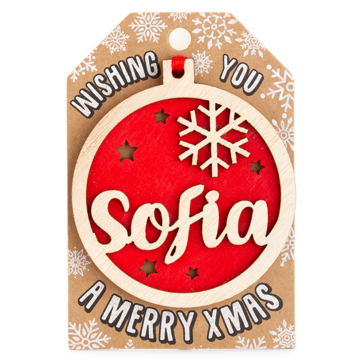 TD175 - Personalised Wooden Tree Decoration-Sofia