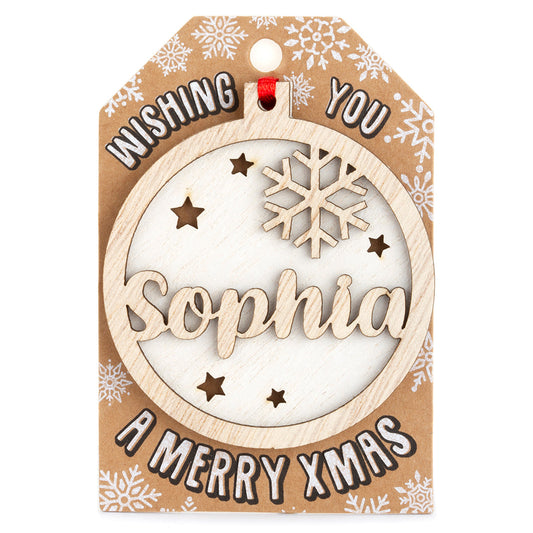 TD176 - Personalised Wooden Tree Decoration-Sophia