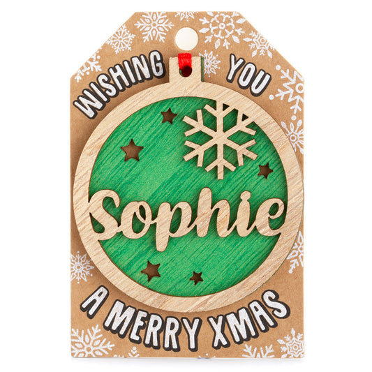 TD177 - Personalised Wooden Tree Decoration-Sophie