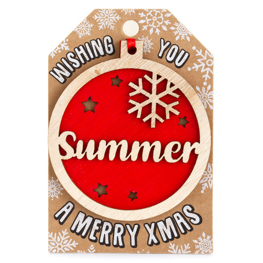TD178 - Personalised Wooden Tree Decoration-Summer