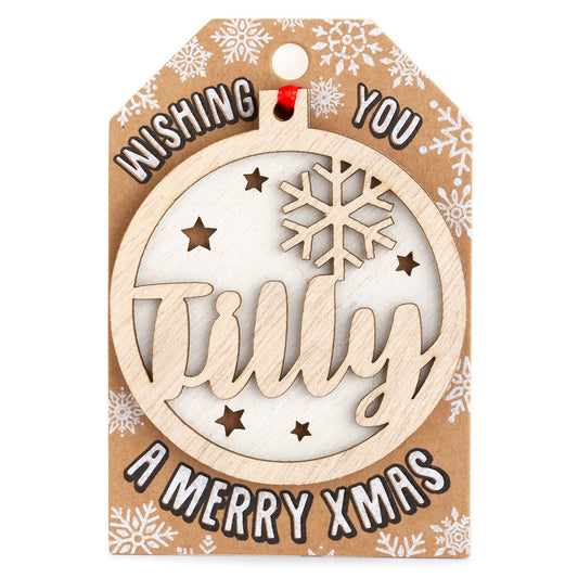 Personalised Wooden Tree Decoration-Tilly