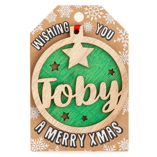 Personalised Wooden Tree Decoration-Toby
