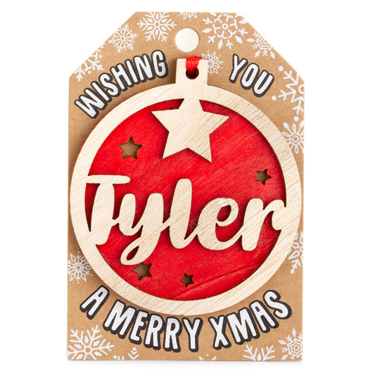 Personalised Wooden Tree Decoration-Tyler