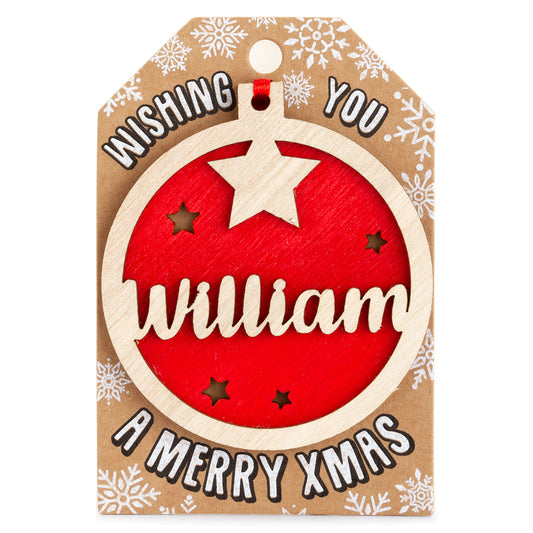 Personalised Wooden Tree Decoration-William
