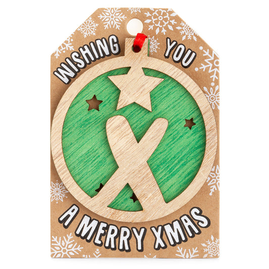 Personalised Wooden Tree Decoration-X