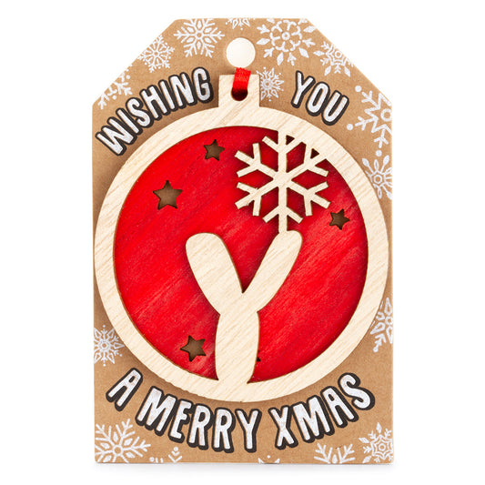 Personalised Wooden Tree Decoration-Y
