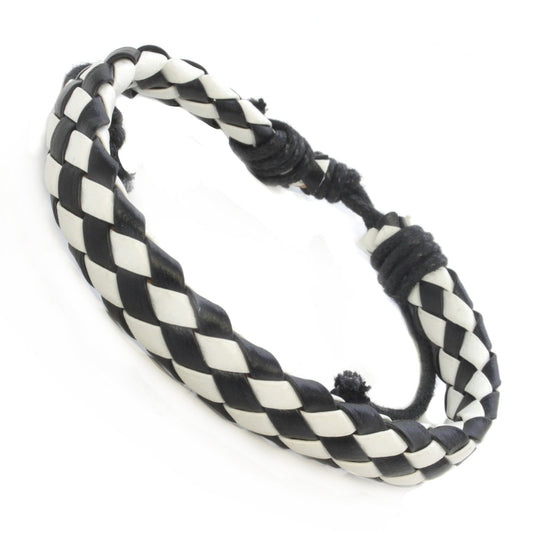 Whirlybird Black And White Weaved Lifestyle Bracelet