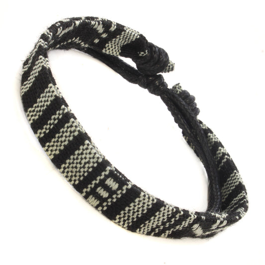 Whirlybird White And Black Patterned Cotton Lifestyle Bracelet