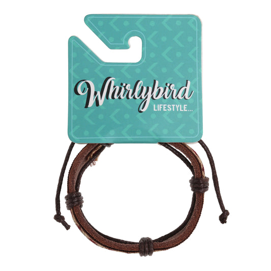 Whirlybird Brown And Red Patterned Leather Lifestyle Bracelet