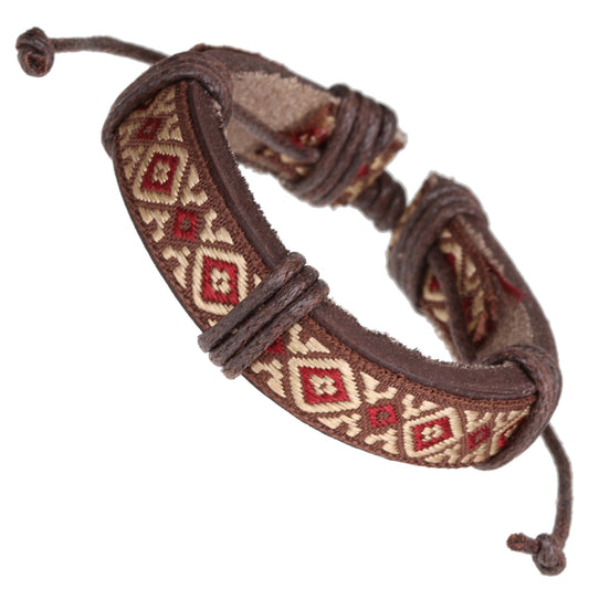 WBL10 - Whirlybird Brown And Red Patterned Leather Lifestyle Bracelet