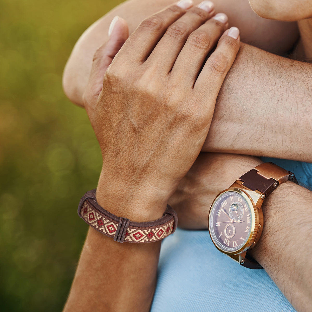 Whirlybird Brown And Red Patterned Leather Lifestyle Bracelet