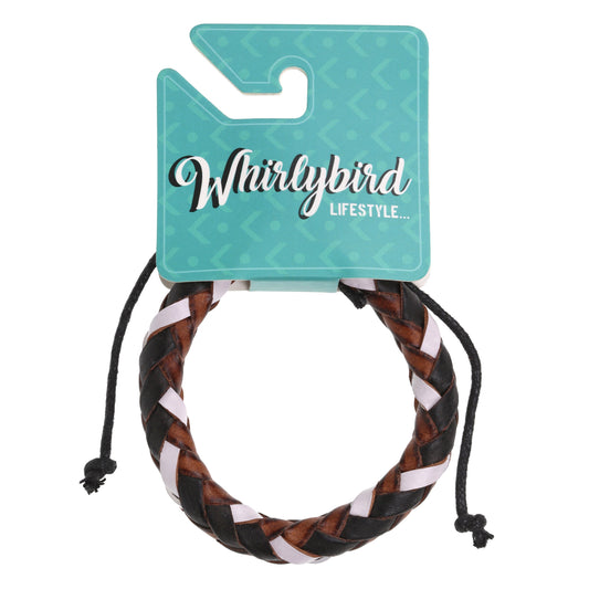 Whirlybird Brown And White Braided Cylinder Lifestyle Bracelet