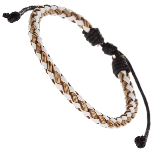 Whirlybird Brown And White Weaved Cylinder Lifestyle Bracelet