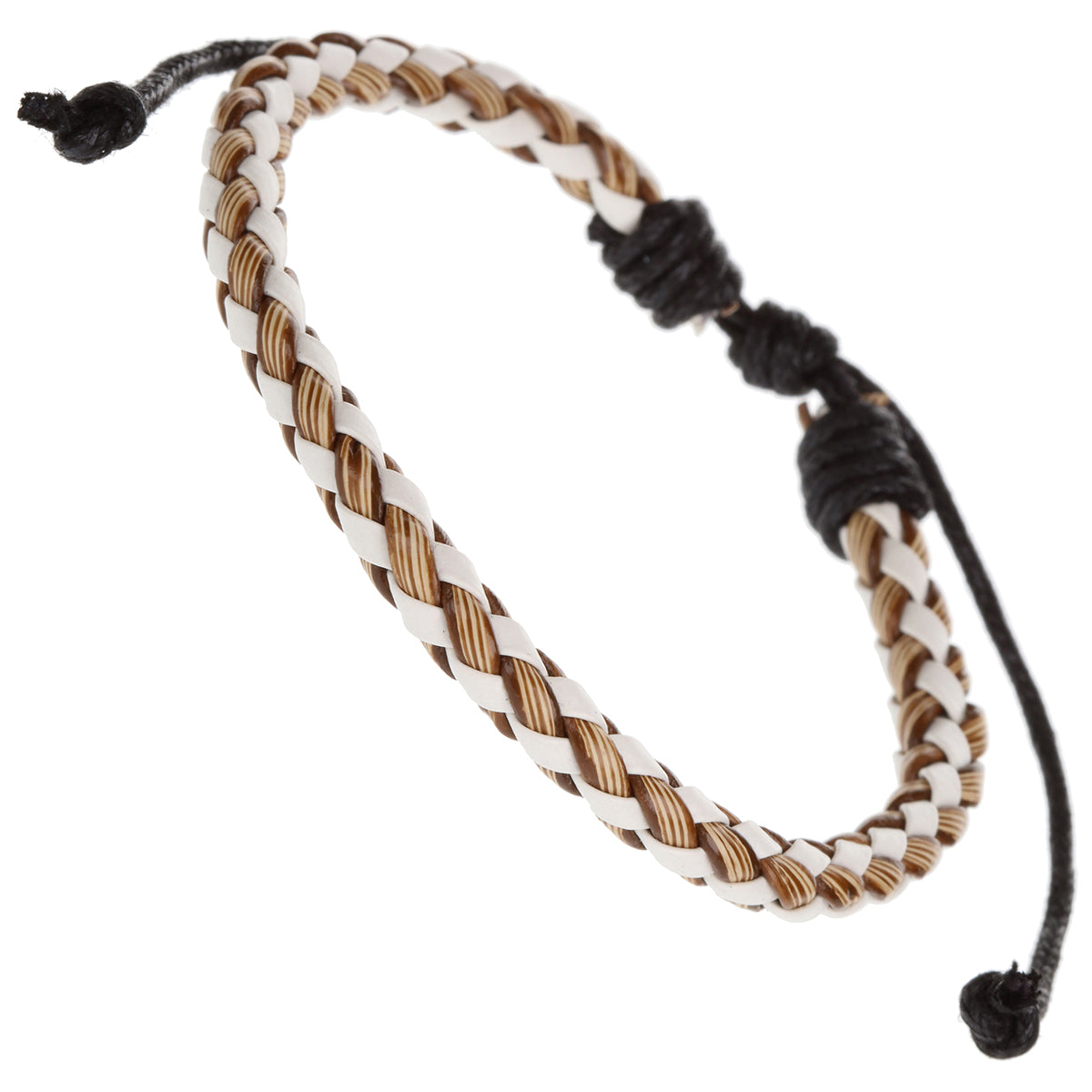 WBL14 - Whirlybird Brown And White Weaved Cylinder Lifestyle Bracelet